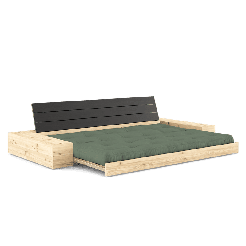 Karup Design BASE NOIR NUIT LAQUÉ W. 2 CÔTÉS LUMINEUX W. 5-MATELAS MIXTE INFÉRIEUR VERT OLIVE