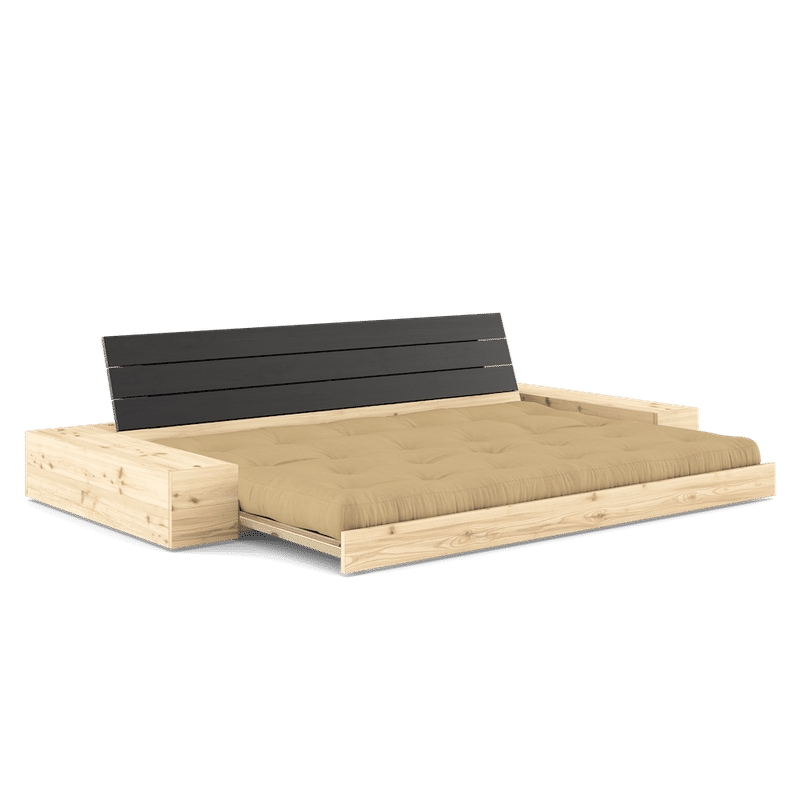 Karup Design BASE NEGRO NOCHE LACADO W. 2 CAJAS CLARAS W. COLCHÓN MIXTO 5 CAPAS TRIGO BEIGE