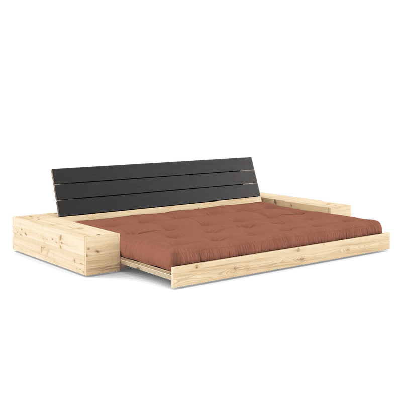 Karup Design BASE NOIR NUIT LAQUÉ W. 2 CÔTÉS LUMINEUX W. 5-INFÉRIEUR MIXTE MATELAS CLAY BRUN