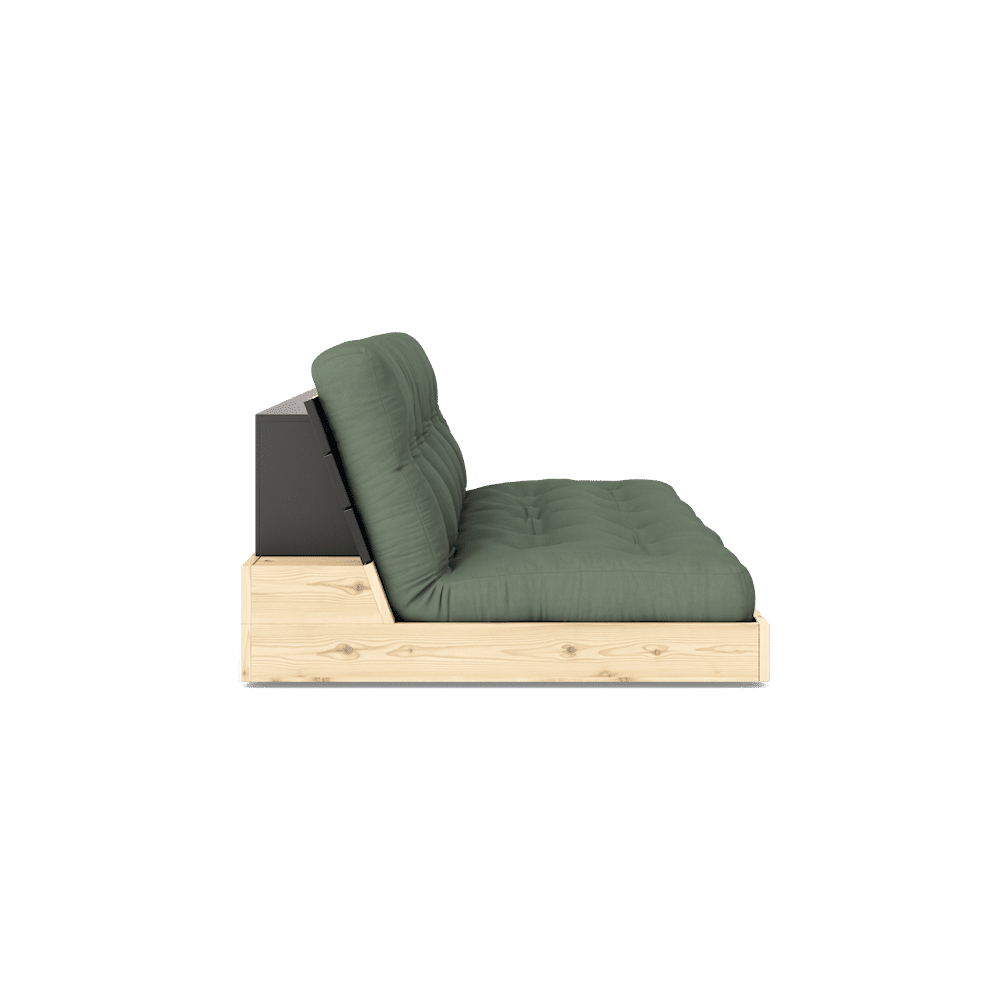 Karup Design BASE NOIR LAQUÉ NUIT AVEC MATELAS MIXTE 5 COUCHES VERT OLIVE