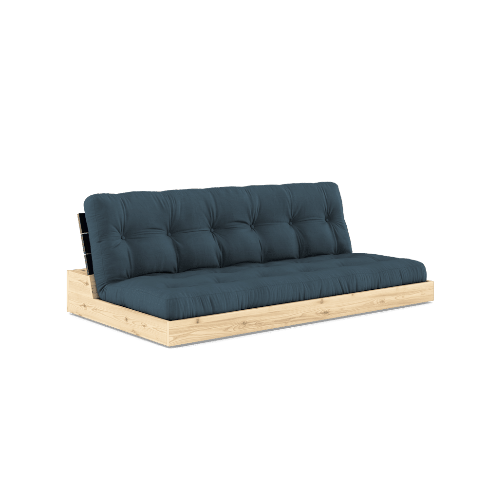 Karup Design BASE BLACK NIGHT LACQUERED W. 5-LAYER MIXED MATTRESS PETROL BLUE