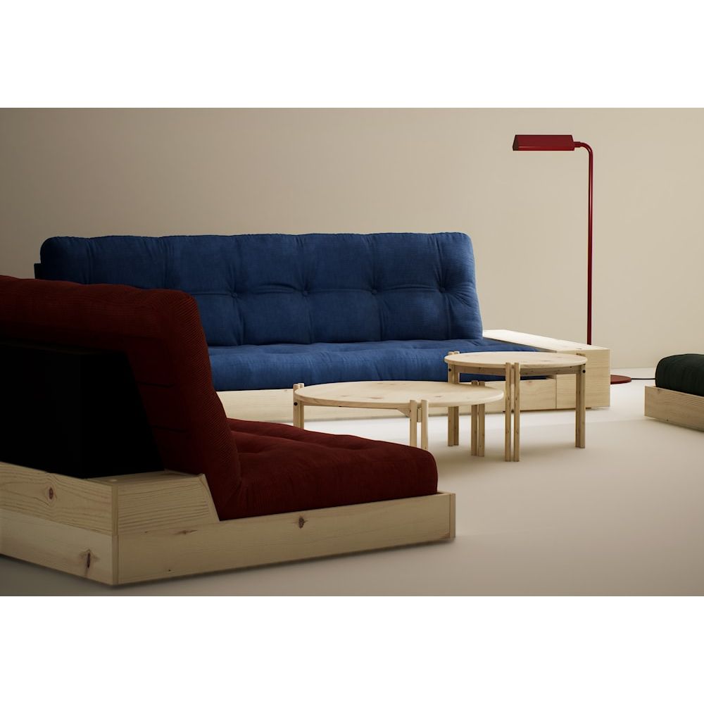 Karup Design BASE CLAIR LAQUE W. 2 SIDEBOXES CLAIR W. MATELAS MIXTE 5 COUCHES BLEU ROYAL