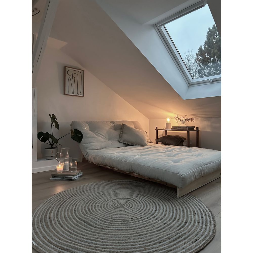 Design ROOTS NOIR LAQUÉ 140X200 W. ROOTS MATELAS NATUREL