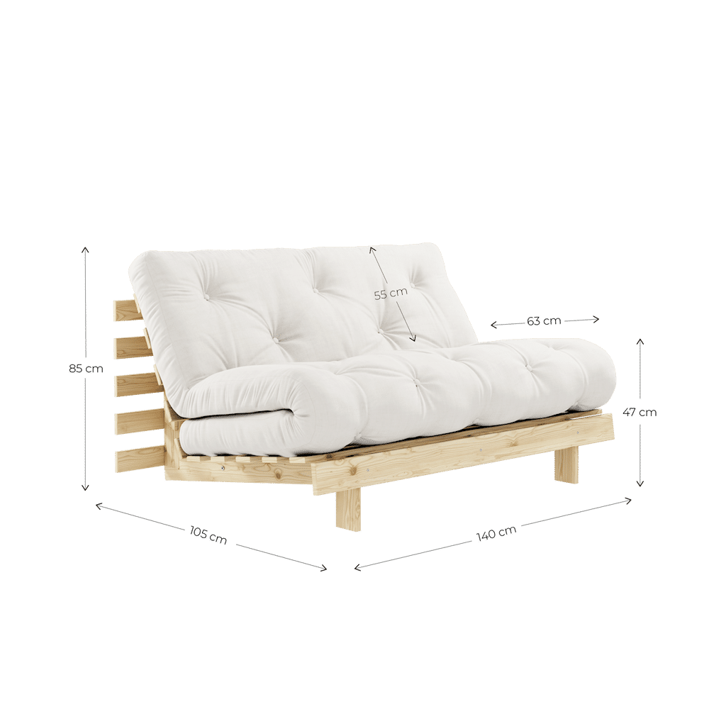 Design ROOTS NOIR LAQUÉ 140X200 W. ROOTS MATELAS NATUREL