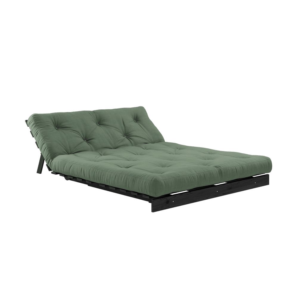 Karup Design ROOTS BLACK LACQUERED 140 X 200 W. ROOTS MATTRESS OLIVE GREEN