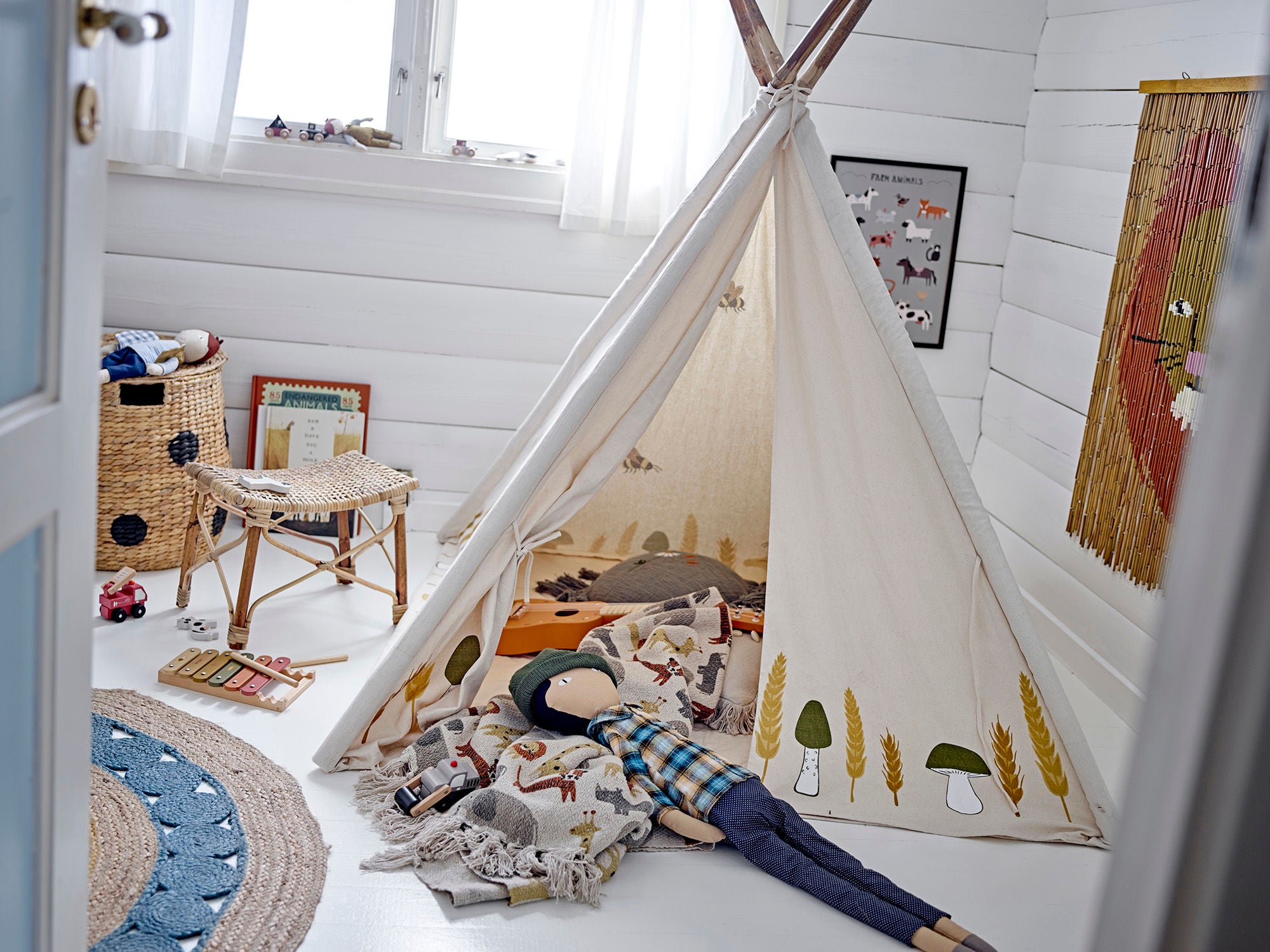 Bloomingville MINI Millo Kinder Tipi, Natuur, Katoen