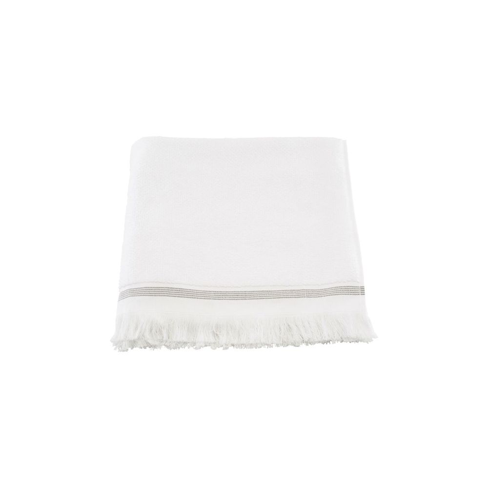 Serviette de bain Meraki, 70x140 cm, Blanc avec rayures grises