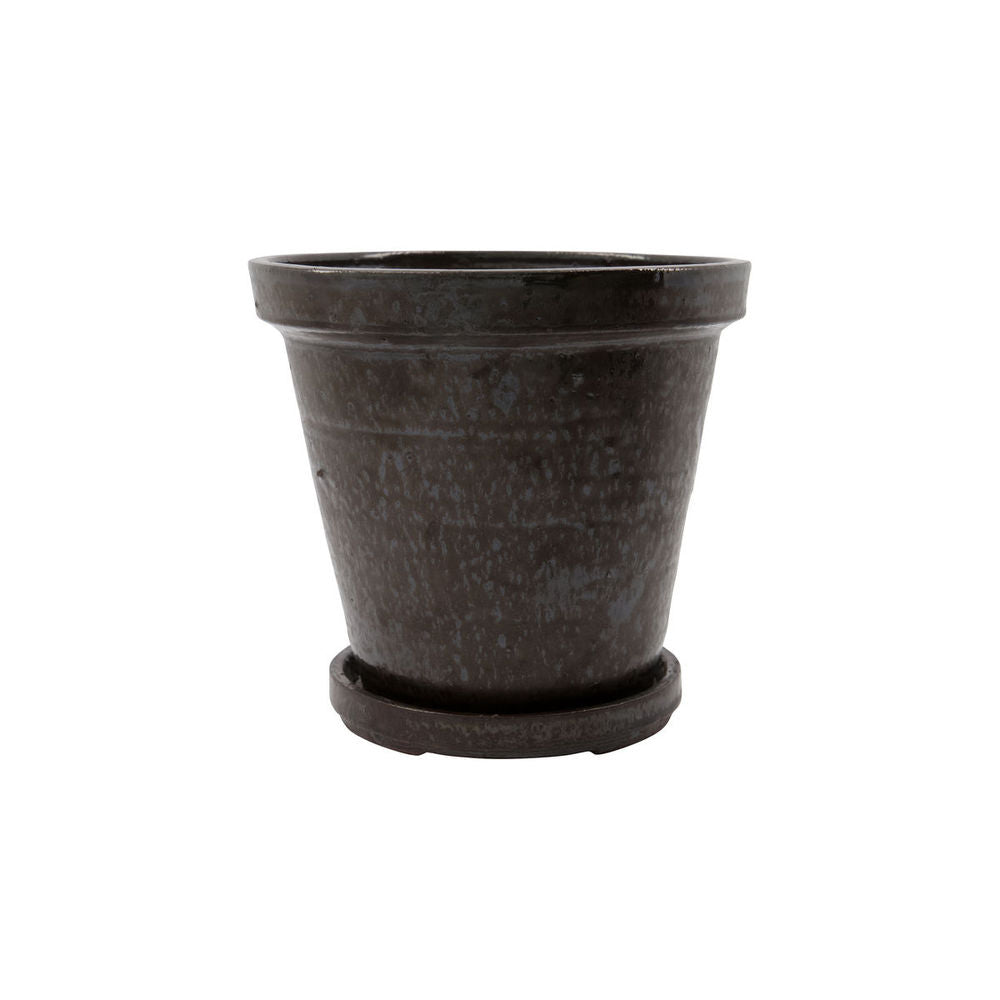 House Doctor Pot de fleurs avec dessous de verre, Fleur, Marron