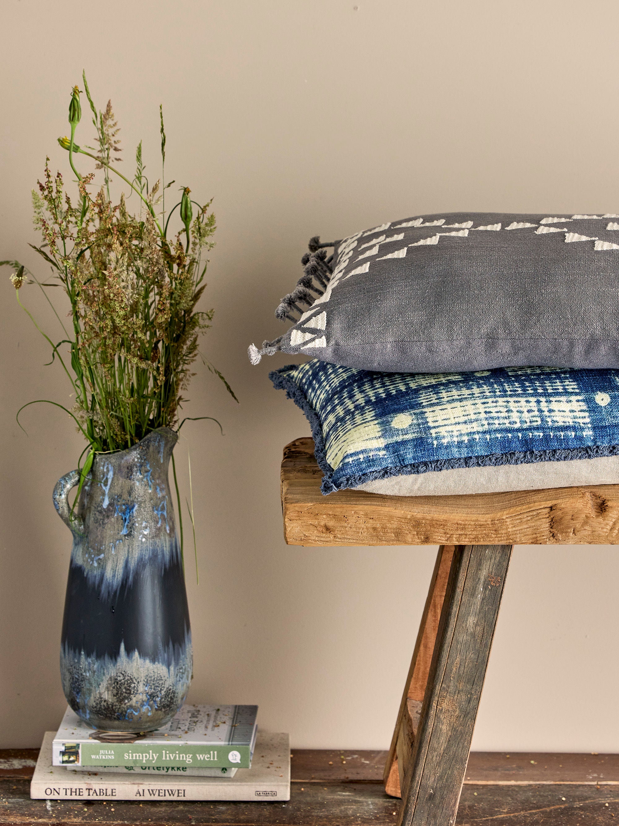 Creative Collection Coussin Fillippa, Bleu, Coton