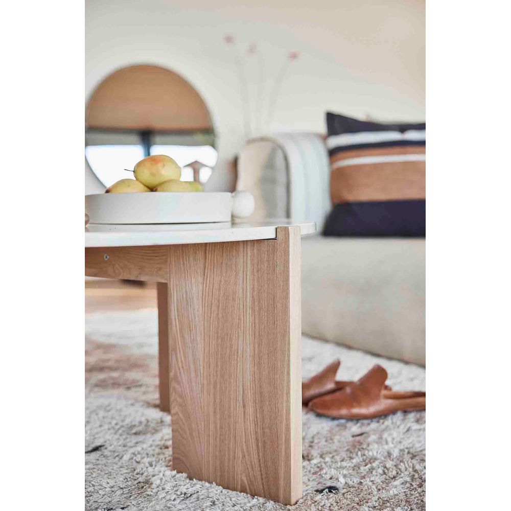 OYOY LIVING Table basse en marbre Lune-Grande nature/Blanc