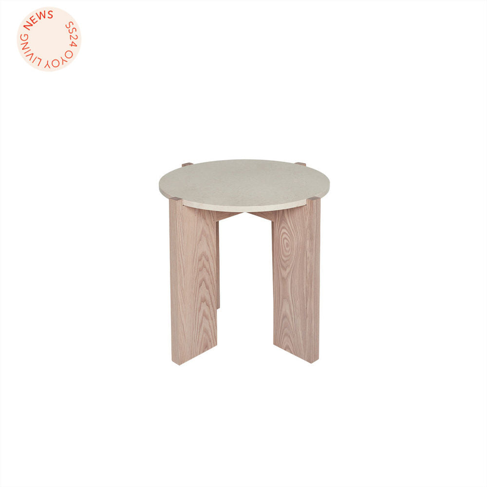 OYOY LIVING Table basse en marbre Lune-Petit-Nature-Blanc