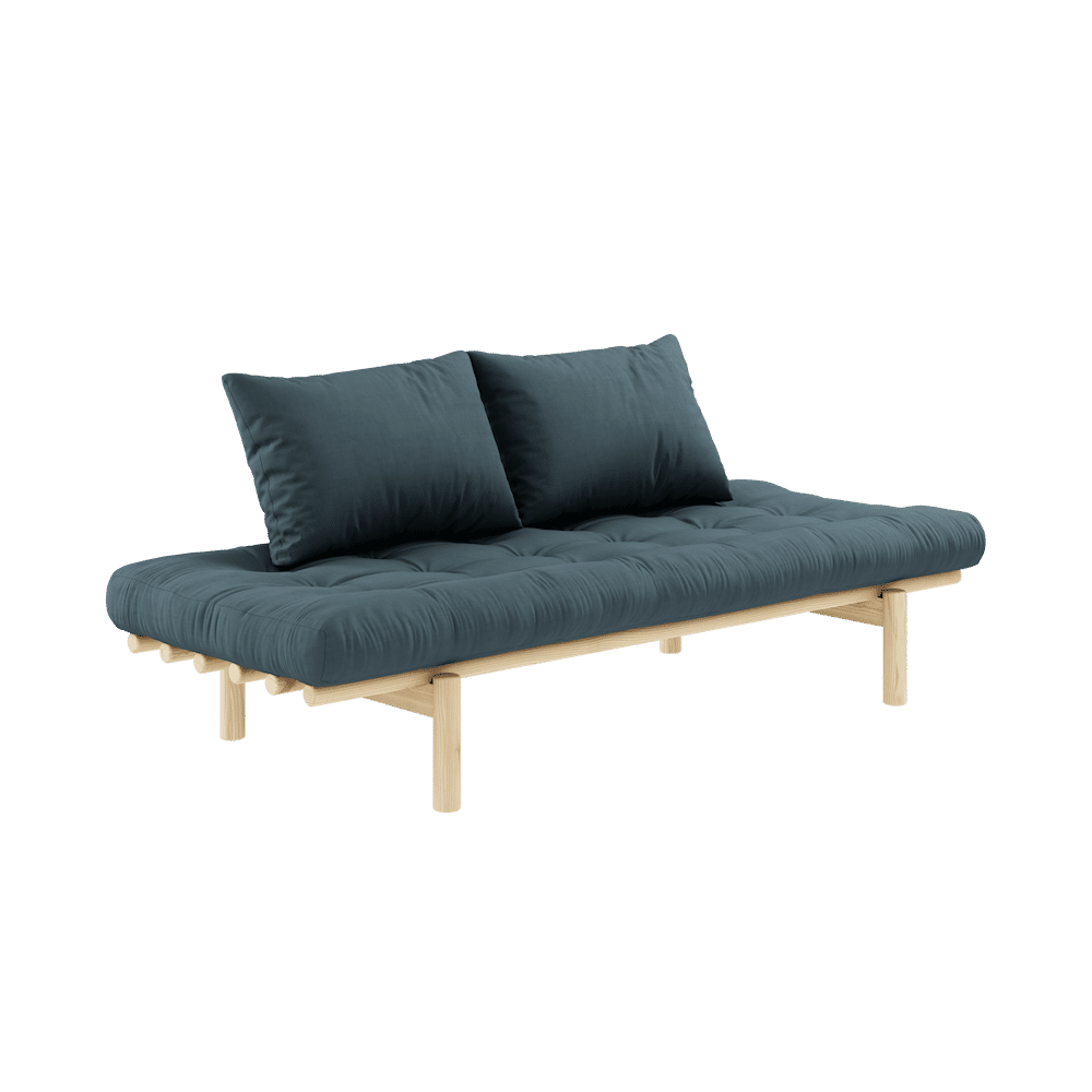 Karup Design PACE DAYBED CLAIR LAQUÉ W. MATELAS MIXTE 4 COUCHES BLEU PÉTROLE