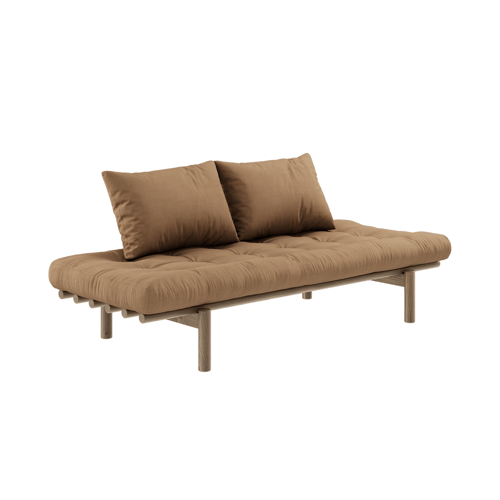 DAYBED CAROBE MARRON LAQUÉ W. MATELAS MIXTE 4 COUCHES MOCCAA