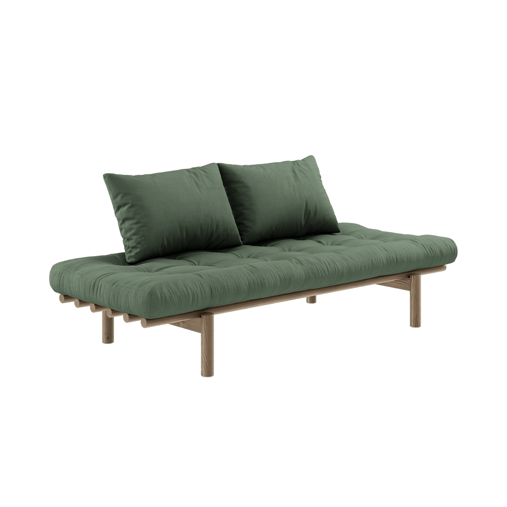 Karup Design PACE DAYBED MARRON CAROUBE LAQUÉ W. MATELAS MIXTE 4 COUCHES VERT OLIVE