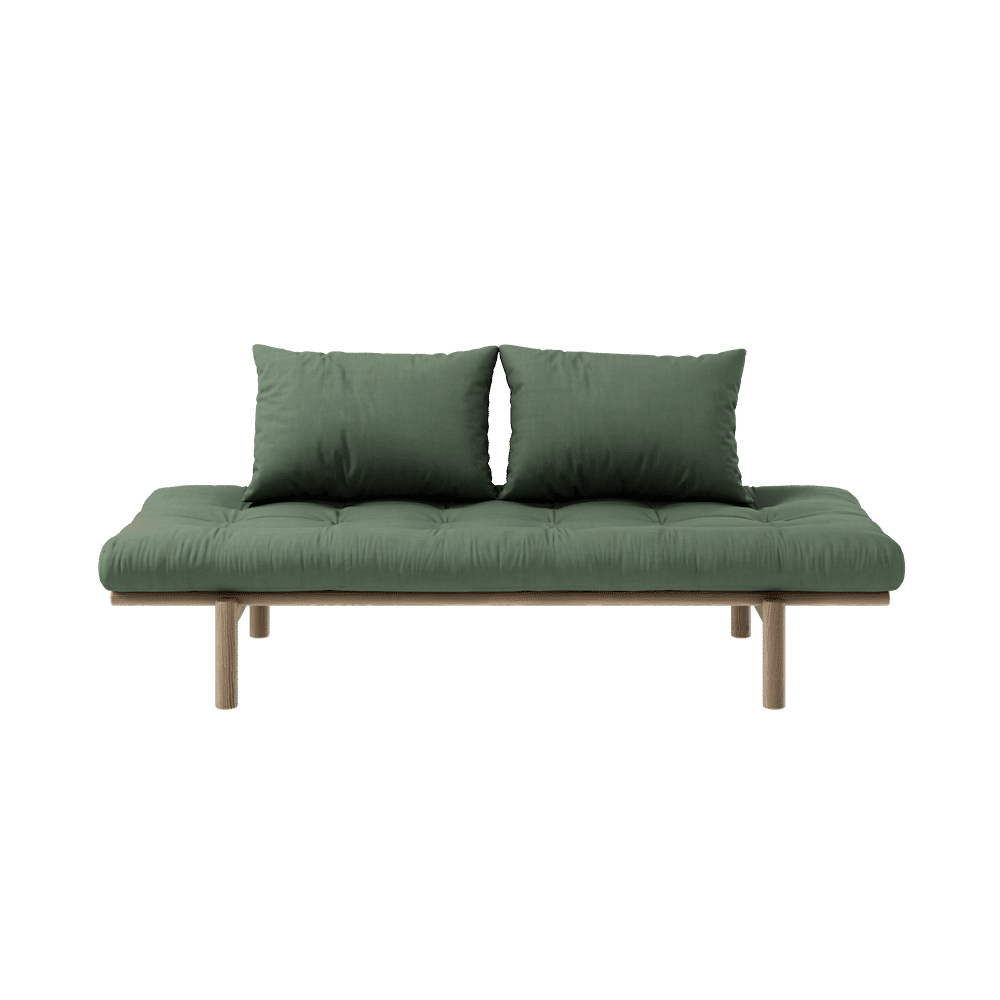 Karup Design PACE DAYBED MARRON CAROUBE LAQUÉ W. MATELAS MIXTE 4 COUCHES VERT OLIVE