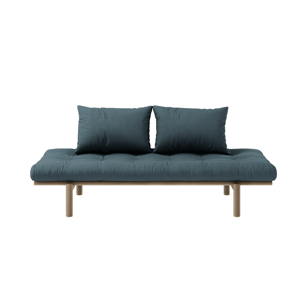 Karup Design PACE DAYBED MARRON CAROUBE LAQUÉ W. MATELAS MIXTE 4 COUCHES BLEU PÉTROLE