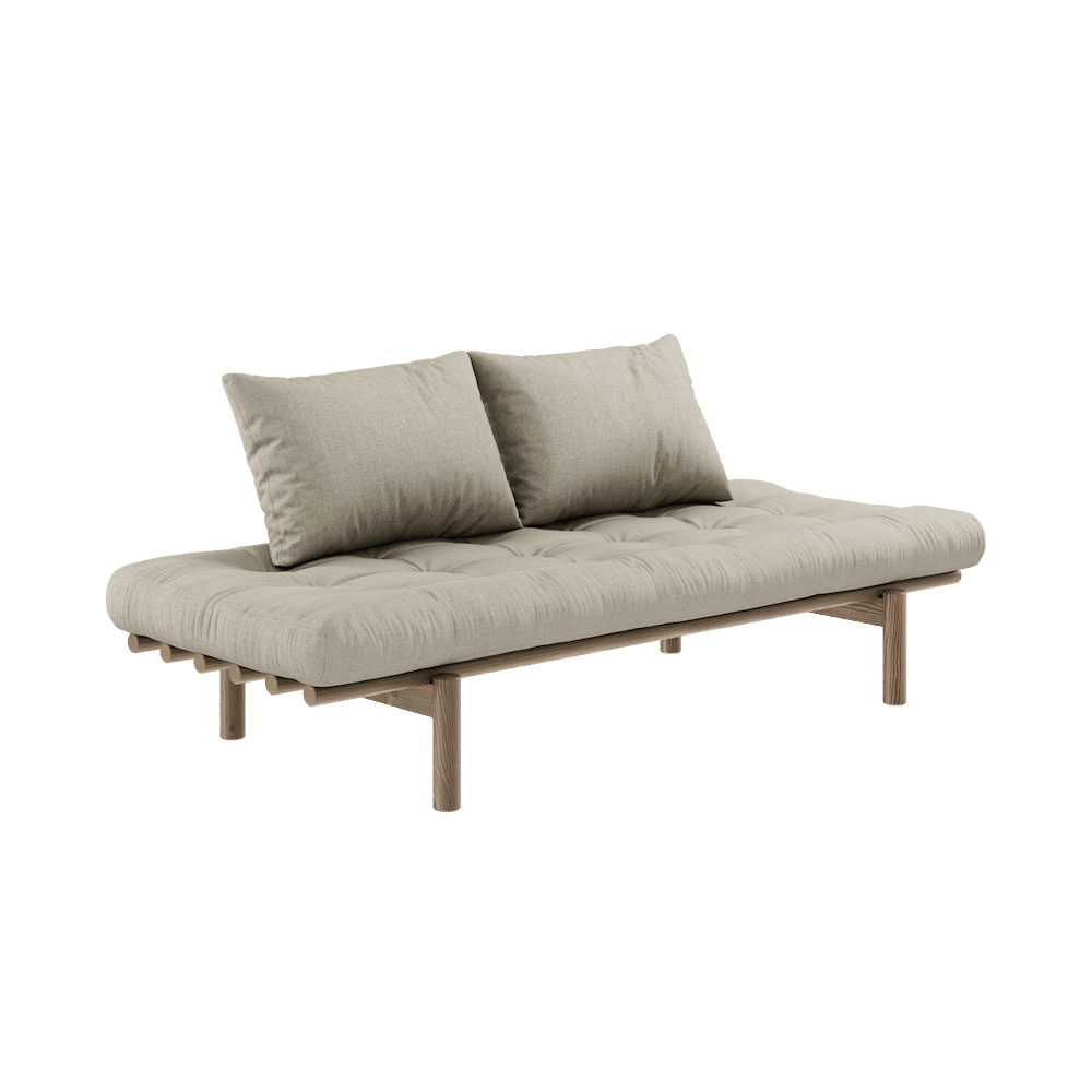 Karup Design PACE DAYBED CAROB LACADO MARRÓN W. 4-CAPA MEZCLA COLCHÓN LINO