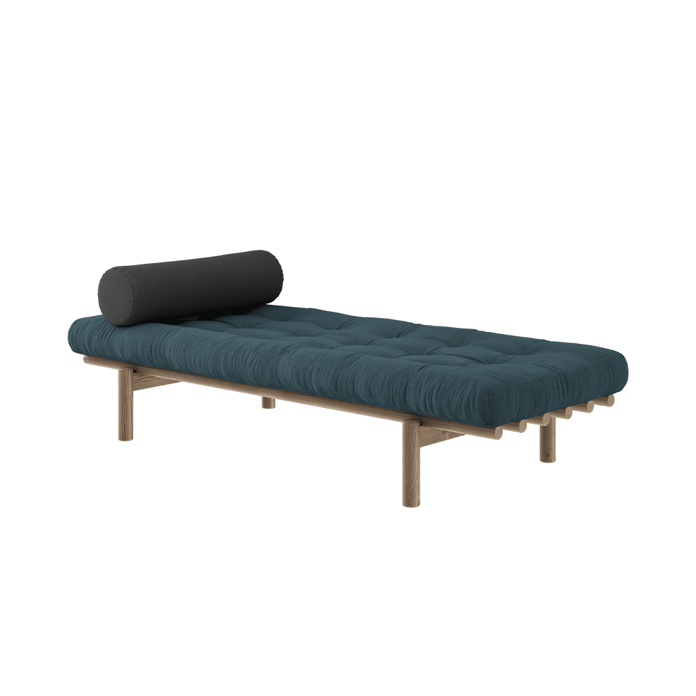 Karup Design SIGUIENTE DAYBED CAROB MARRÓN LACADO W. COLCHÓN MIXTO 4 CAPAS AZUL PÁLIDO