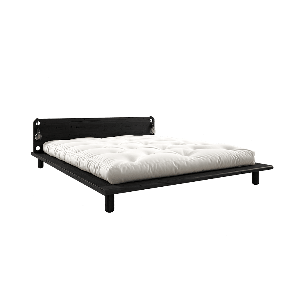 Diseño PEEK CAMA NEGRO LACADO 160X200 W. 2 LÁMPARAS DE CAMA