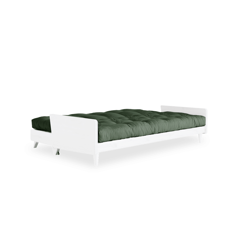 Karup Design INDIE BLANC LAQUÉ W. MATELAS MIXTE 5 COUCHES VERT OLIVE