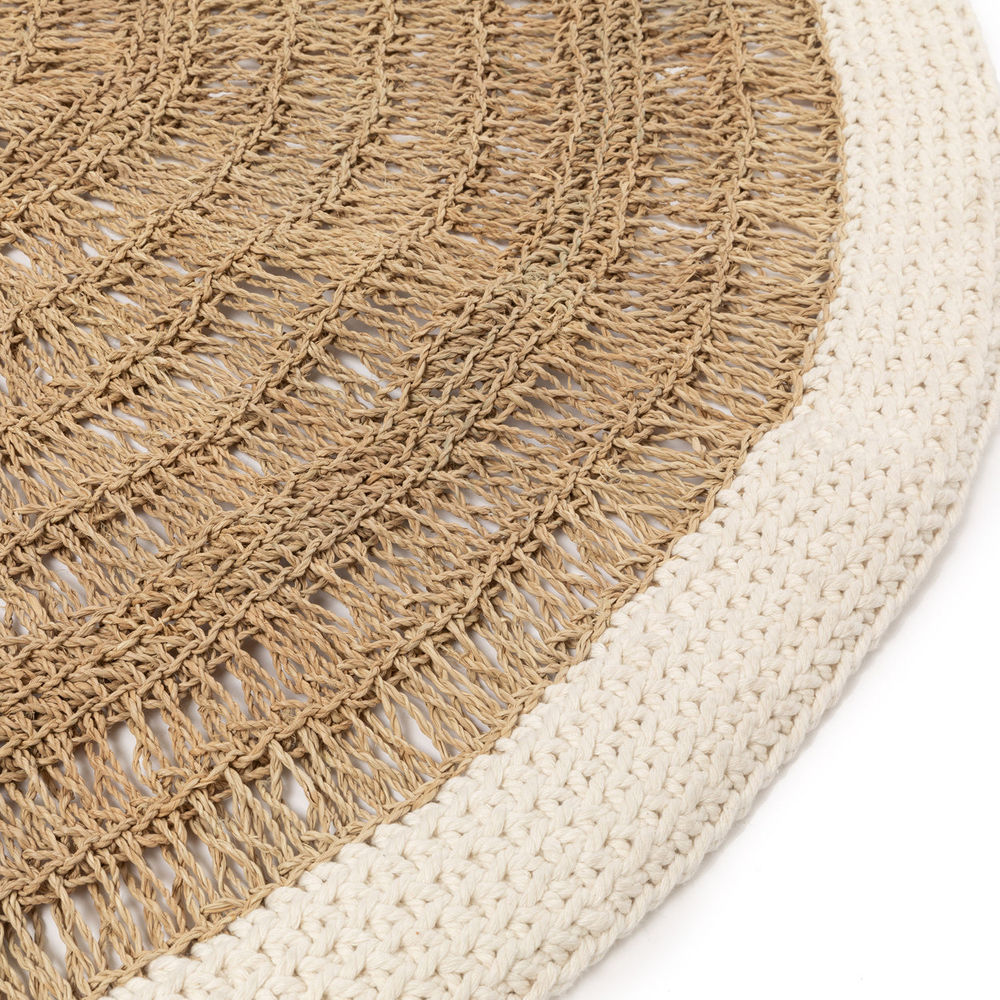 Bazar Bizarre Rond Seagrass &amp; Coton Tapis-Blanc Naturel-100