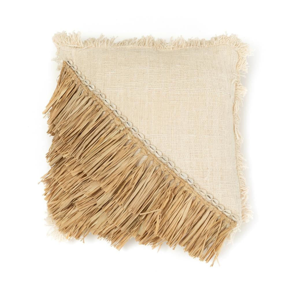 Bazar Bizar De Raffia Kissen bezug aus Baumwolle-Naturel weiß-60x60