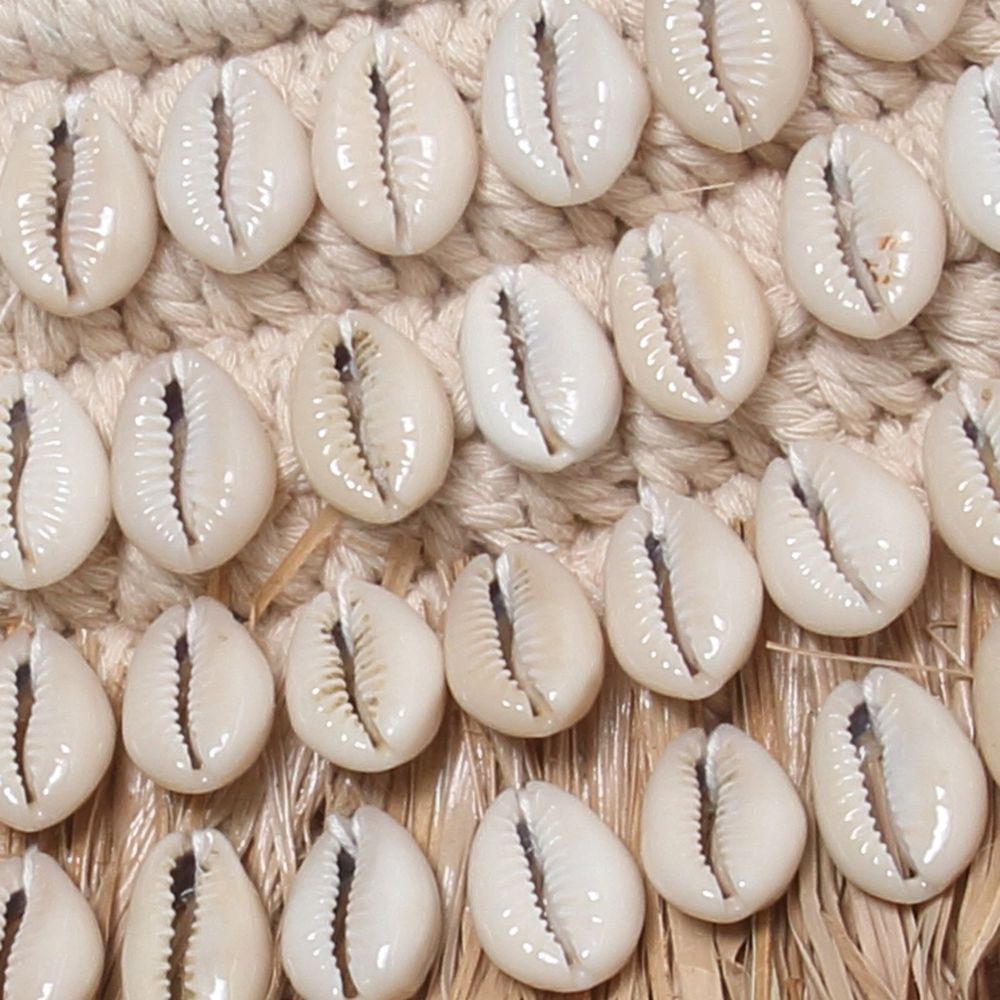 Bazar Bizar Der Raffia Cowrie Spiegel-Natürliches Weiß