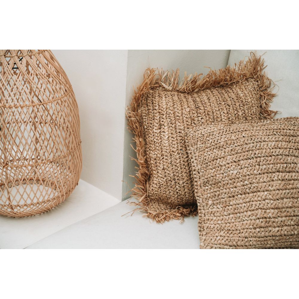 Bazar Bizar De Raffia Flores Coussin Cover-Natural-40x40