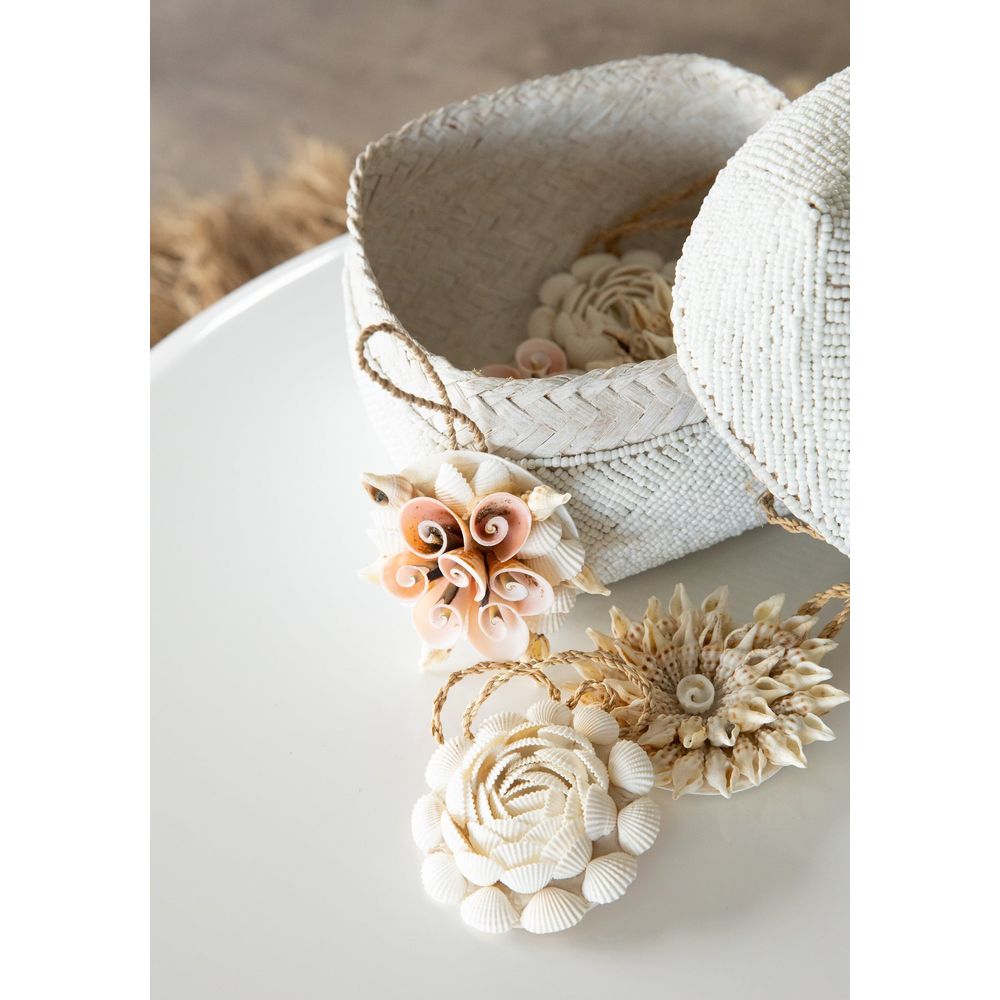 Bazar Bizar The Beaded Basket-Blanco-Juego de 3