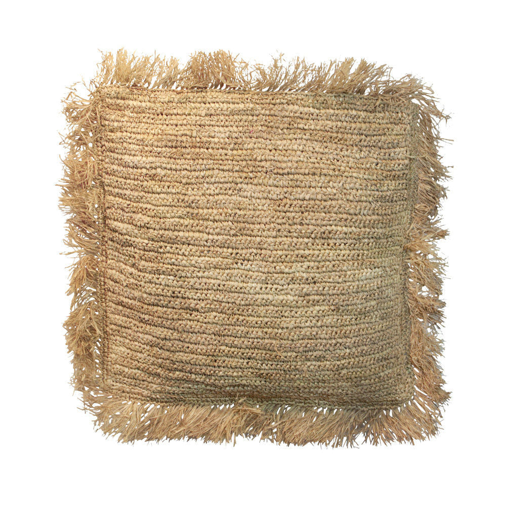 Bazar Bizar De Raffia Kussenhoes Vierkant - Natuurlijk - 60x60