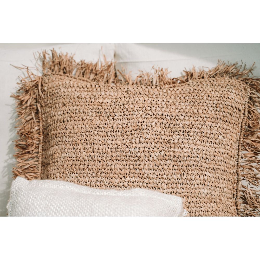 Bazar Bizar De Raffia Kussenhoes Vierkant - Natuurlijk - 60x60