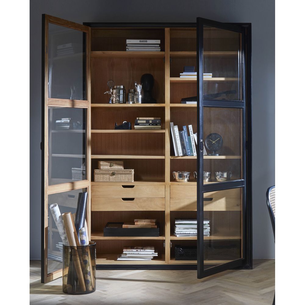 Nordal A/S VIVA mueble con puertas de cristal cajones negro