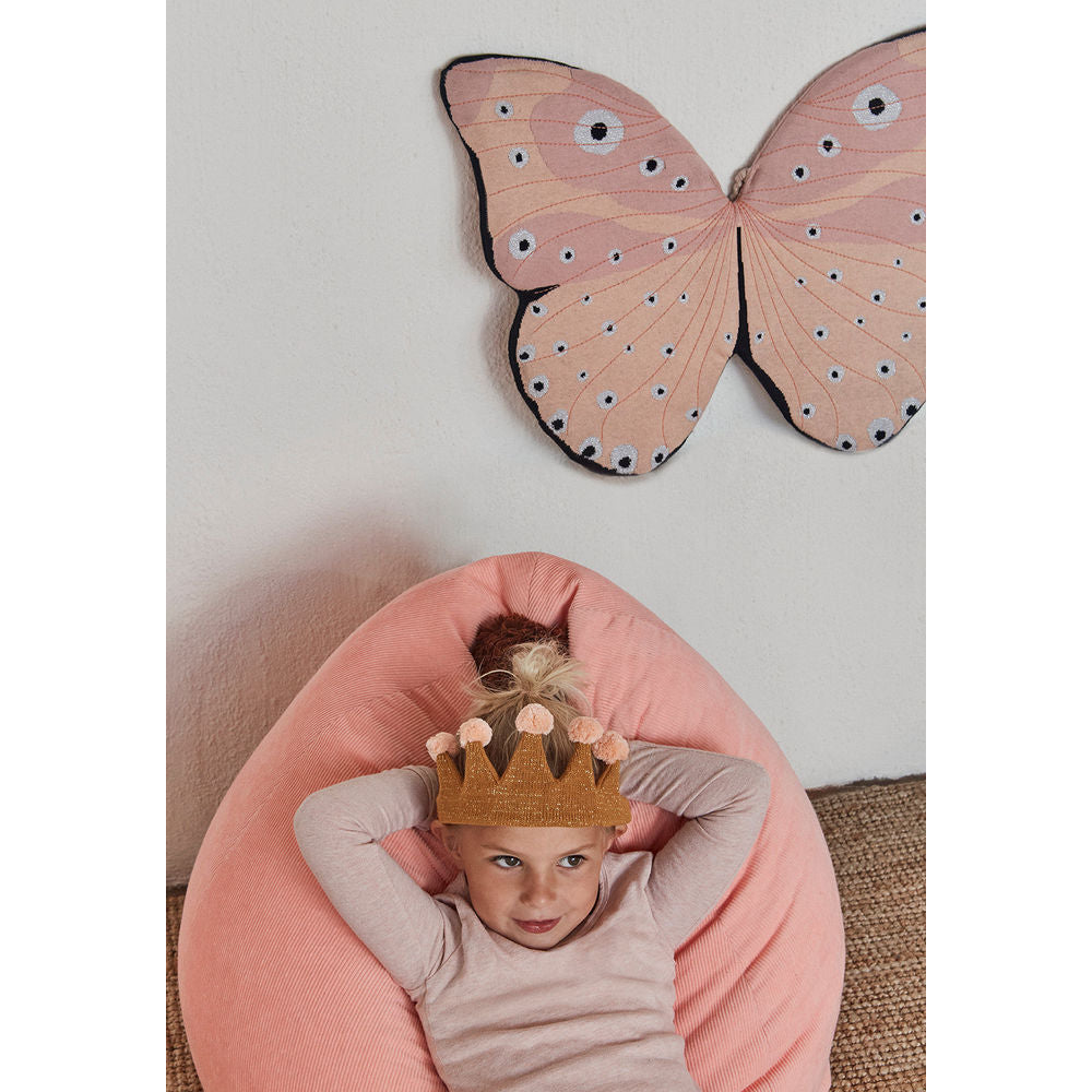 OYOY MINI pouf-velours côtelé-corail