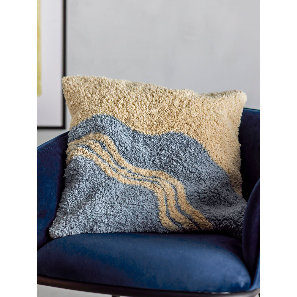 Bloomingville Coussin Brouillard, Bleu, Coton