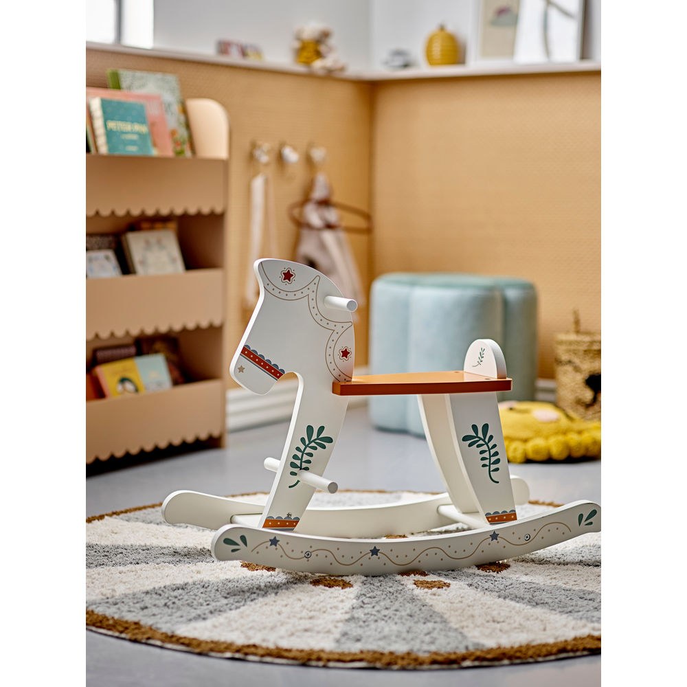 Bloomingville MINI Ruddy Swing Toys, caballo, blanco, MDF