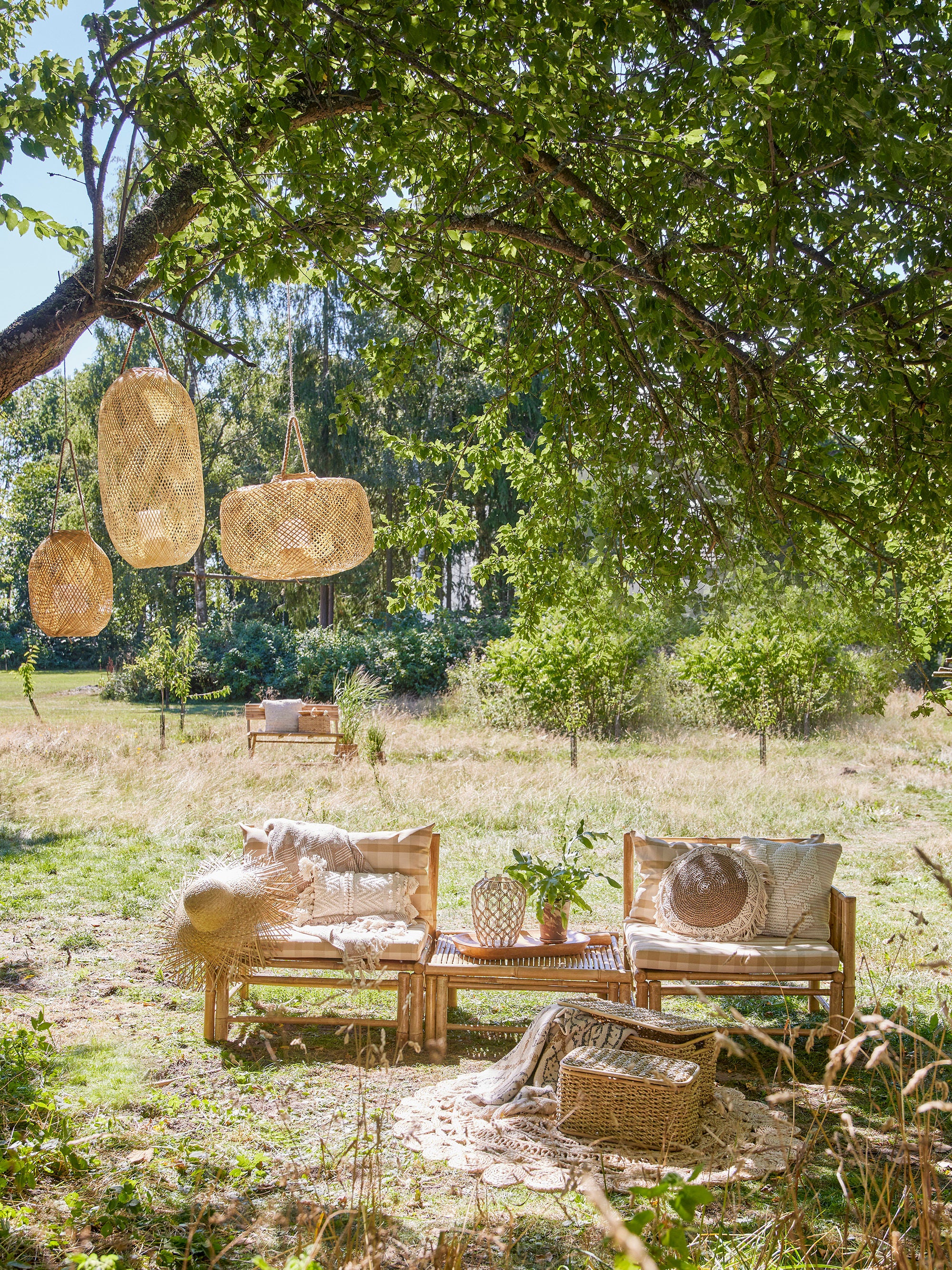 Bloomingville Harvar Panier avec couvercle, nature, feuille de palmier