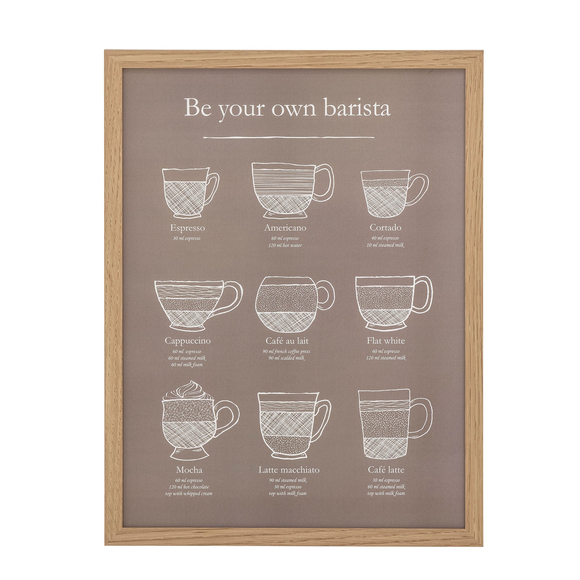 Bloomingville Koffie Illustratie met Frame, Natuur, Eik